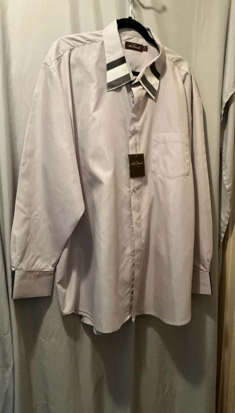 Alberto Danelli Long Sleeve Dress Shirt with Contrast Collar and Cuffs XXL